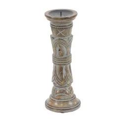 Wholesale 🎁 Light Brown Mango Wood Traditional Candle Holder Set by Ivory and Iris 🎉 -Cheap Ivory and Iris Store D329836S 4