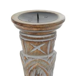 Wholesale 🎁 Light Brown Mango Wood Traditional Candle Holder Set by Ivory and Iris 🎉 -Cheap Ivory and Iris Store D329836S 6