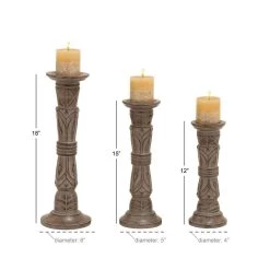 Wholesale 🎁 Light Brown Mango Wood Traditional Candle Holder Set by Ivory and Iris 🎉 -Cheap Ivory and Iris Store D329836S 8