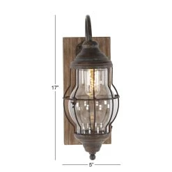 Budget 😍 17" Brown Iron Industrial LED Wall Sconce by Ivory and Iris 🛒 -Cheap Ivory and Iris Store D329846S 8
