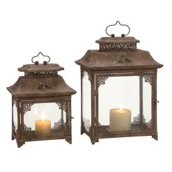 Buy ✨ Brown Metal Traditional Lantern Set by Ivory and Iris 🌟