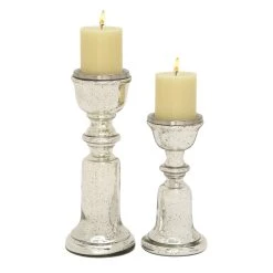 Cheap π€© Silver Mercury Glass Traditional Candle Holder Set, 2ct. by Ivory and Iris π