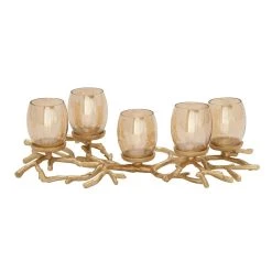 Best Sale 😍 6" Gold Aluminum Coastal Candle Holder by Ivory and Iris 😀 -Cheap Ivory and Iris Store D329866S 5