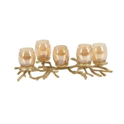 Best Sale 😍 6" Gold Aluminum Coastal Candle Holder by Ivory and Iris 😀 -Cheap Ivory and Iris Store D329866S 6