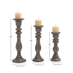 Promo 🛒 Brown Mango Wood Traditional Pillar Candle Holder Set by Ivory and Iris 🥰 -Cheap Ivory and Iris Store D329872S 11
