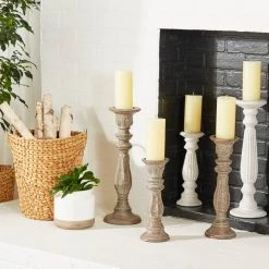 Promo 🛒 Brown Mango Wood Traditional Pillar Candle Holder Set by Ivory and Iris 🥰 -Cheap Ivory and Iris Store D329872S 12