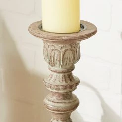 Promo 🛒 Brown Mango Wood Traditional Pillar Candle Holder Set by Ivory and Iris 🥰 -Cheap Ivory and Iris Store D329872S 8