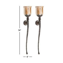 Buy 🛒 34'' Brown Aluminum Traditional Wall Candle Holder by Ivory and Iris 🔥 -Cheap Ivory and Iris Store D329882S 7