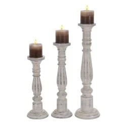 Best deal 🤩 Distressed White Mango Wood Traditional Pillar Candle Holder by Ivory and Iris 😍