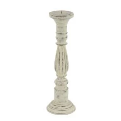 Best deal 🤩 Distressed White Mango Wood Traditional Pillar Candle Holder by Ivory and Iris 😍 -Cheap Ivory and Iris Store D329885S 4