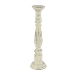 Best deal 🤩 Distressed White Mango Wood Traditional Pillar Candle Holder by Ivory and Iris 😍 -Cheap Ivory and Iris Store D329885S 5