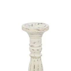 Best deal 🤩 Distressed White Mango Wood Traditional Pillar Candle Holder by Ivory and Iris 😍 -Cheap Ivory and Iris Store D329885S 6