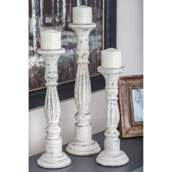 Best deal 🤩 Distressed White Mango Wood Traditional Pillar Candle Holder by Ivory and Iris 😍 -Cheap Ivory and Iris Store D329885S 9