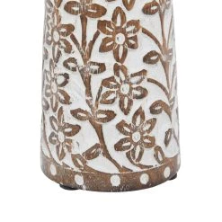 Promo 😀 Brown & White Mango Wood Floral Candle Holder Set by Ivory and Iris 😀 -Cheap Ivory and Iris Store D329886S 6