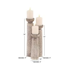 Deals 🔔 Brown Natural Mango Wood Candle Holders Set, 13", 15" & 18" by Ivory and Iris ❤️ -Cheap Ivory and Iris Store D329892S 6