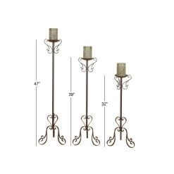 Best Sale ⌛ Black Metal Traditional Candle Holder Set, 32", 39" & 47" by Ivory and Iris 🌟 -Cheap Ivory and Iris Store D329900S 9