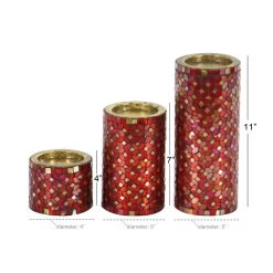 Promo ✔️ Red Metal Glam Candle Holder Set, 4", 7" & 11" by Ivory and Iris 🌟 -Cheap Ivory and Iris Store D329902S 8