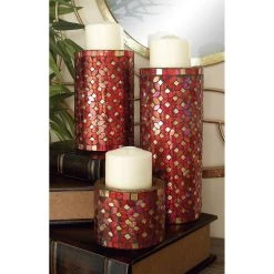 Promo ✔️ Red Metal Glam Candle Holder Set, 4", 7" & 11" by Ivory and Iris 🌟 -Cheap Ivory and Iris Store D329902S 9
