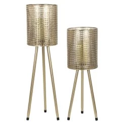 Best Pirce 💯 Gold Metal Industrial Lantern with Legs Set by Ivory and Iris ❤️