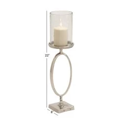 Best Pirce 😉 22" Silver Aluminum Contemporary Candle Holder by Ivory and Iris 🌟 -Cheap Ivory and Iris Store D329908S 5