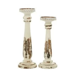 Best Sale 🌟 Brown & White Traditional Candle Holder Set, 13" & 15" by Ivory and Iris 🥰 -Cheap Ivory and Iris Store D329920S 3