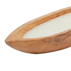 Wholesale ❤️ 10" Natural Brown Teak Wood Boat Candle by Ivory and Iris 😉 -Cheap Ivory and Iris Store D330215S 4