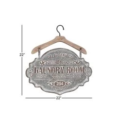 Deals 🎉 Gray Laundry Room Metal Farmhouse Sign Wall Decor by Ivory and Iris 🤩 -Cheap Ivory and Iris Store D352628S 6