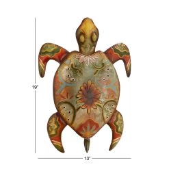 Cheapest 😍 Multicolor Metal Turtle Coastal Outdoor Wall Decor by Ivory and Iris 🔔 -Cheap Ivory and Iris Store D352629S 6