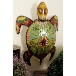 Cheapest 😍 Multicolor Metal Turtle Coastal Outdoor Wall Decor by Ivory and Iris 🔔 -Cheap Ivory and Iris Store D352629S 7