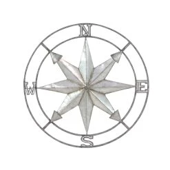 Wholesale ⭐ Compass Silver Metal Farmhouse Wall Decor by Ivory and Iris 💯