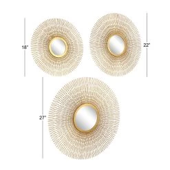 New 🥰 Gold Sunburst Tin Glam Wall Mirrors Set by Ivory and Iris 🎉 -Cheap Ivory and Iris Store D352650S 7