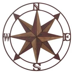 Best deal 🛒 Red Metal Rustic Compass Wall Decoration by Ivory and Iris ✔️