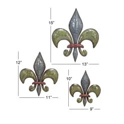 Promo 🎉 Blue & Green Metal Fleur de Lis Wall Décor Set by Ivory and Iris 🛒 -Cheap Ivory and Iris Store D352656S 7