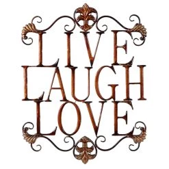 Cheap 🥰 Brown Metal Live, Laugh, Love Wall Decoration by Ivory and Iris 🧨