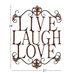 Cheap 🥰 Brown Metal Live, Laugh, Love Wall Decoration by Ivory and Iris 🧨 -Cheap Ivory and Iris Store D352667S 10