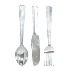 Promo ✨ Silver Aluminum Utensil Wall Décor Set by Ivory and Iris 👍