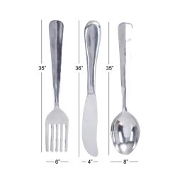 Promo ✨ Silver Aluminum Utensil Wall Décor Set by Ivory and Iris 👍 -Cheap Ivory and Iris Store D352668S 7