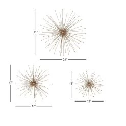 New 🌟 Gold Metal Modern Wall Décor Set by Ivory and Iris 🔥 -Cheap Ivory and Iris Store D352669S 4