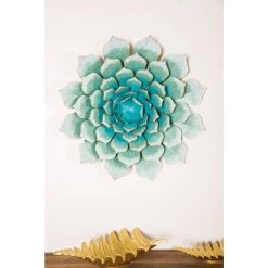 Discount 😀 Turquoise Iron Succulent Traditional Wall Décor by Ivory and Iris ❤️ -Cheap Ivory and Iris Store D352722S 7
