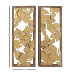Promo 👍 Gold Metal Contemporary Floral Wall Décor Set by Ivory and Iris 😍 -Cheap Ivory and Iris Store D352723S 3