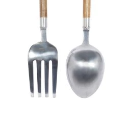 Cheapest 🎁 Silver Aluminum Fork & Spoon Traditional Wall Décor Set by Ivory and Iris 🔔 -Cheap Ivory and Iris Store D352726S 6