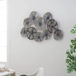 Brand new 🥰 46" Silver Metal Contemporary Floral Wall Décor by Ivory and Iris ❤️ -Cheap Ivory and Iris Store D352740S 8