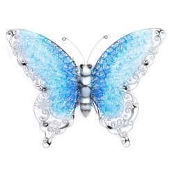 New 😍 Silver & Blue Butterfly Eclectic Metal Wall Decor by Ivory and Iris ✔️
