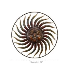 Best Sale 😉 Brown Sun Metal Rustic Wall Decor by Ivory and Iris 🔥 -Cheap Ivory and Iris Store D352787S 6