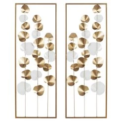 Wholesale 👍 Gold & White Floral Wall Art Set, 2ct. by Ivory and Iris 👍