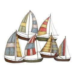 Buy 🧨 Multicolor Sailboat Metal Coastal Wall Accent by Ivory and Iris 👏