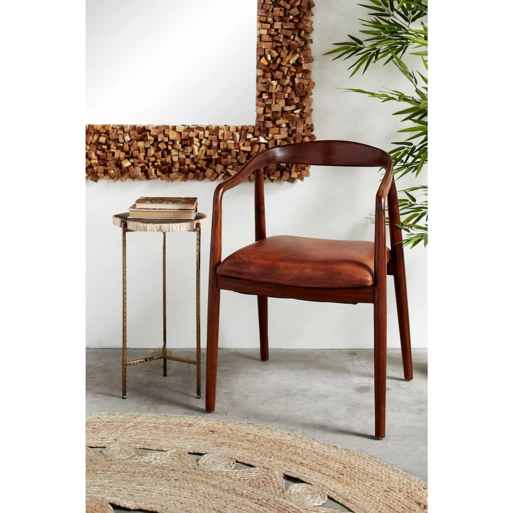 Best Sale π Brown Leather & Teak Contemporary Dining Chair by Ivory and Iris β€οΈ 2 Best Sale π Brown Leather & Teak Contemporary Dining Chair by Ivory and Iris β€οΈ - Image 2