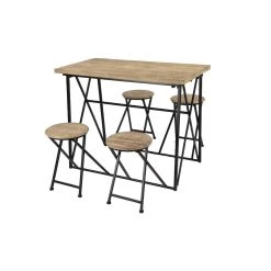 Best deal 🥰 Light Brown Iron Industrial Folding Table & Stools, 58" x 43" x 34" by Ivory and Iris 💯