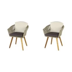 Brand new 🧨 Light Brown Modern Outdoor Dining Chair Set by Ivory and Iris 🔥 -Cheap Ivory and Iris Store D359359S 8