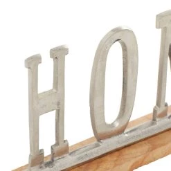 Buy 🔔 13'' Silver Aluminum & Light Wood Glam Home Sign by Ivory and Iris ⌛ -Cheap Ivory and Iris Store D359395S 5